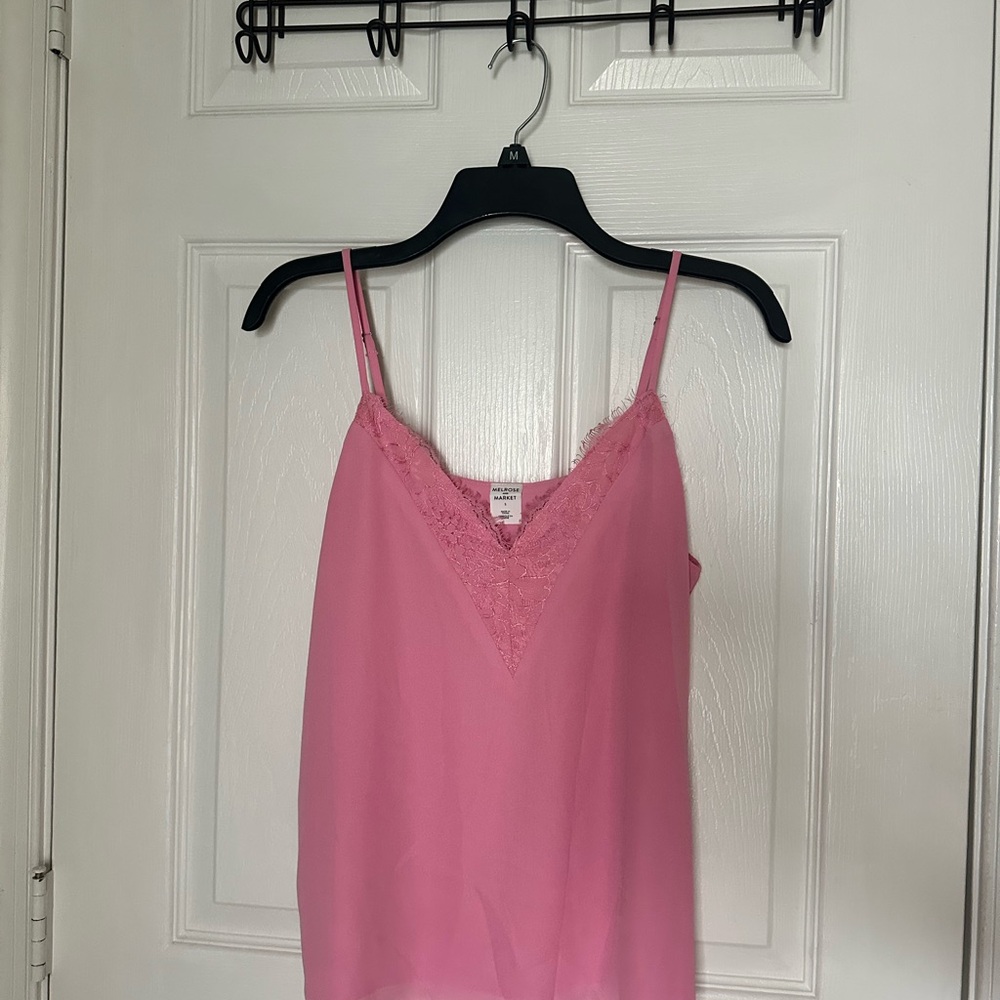 Pink Lace Trim Cami Top